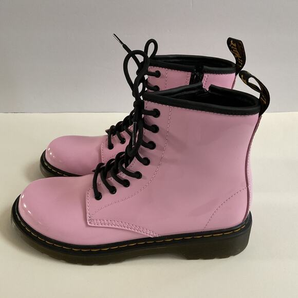 Dr Martens Pink Combat Boots 1460 J Womens Size 5 Side Zip Barbiecore Festival - Picture 1 of 10